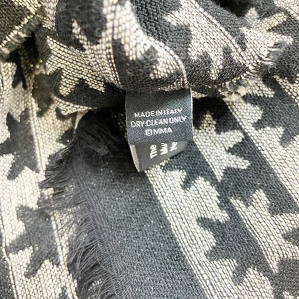 The Met Unisex Geometric Print Black Gray Wool Blend Oblong Scarf - Picture 6 of 6